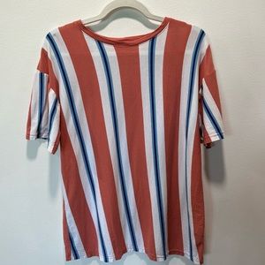 Super Massive Blush Yarn Stripe Short Sleeve Cotton Shirt Men’s size M